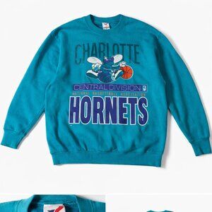 Vintage 90s Charlotte Hornets NBA Crewneck Sweatshirt Artex Teal XL USA